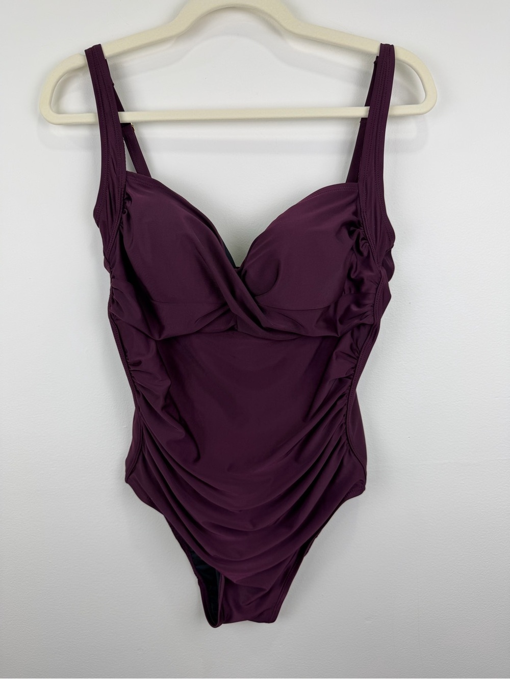 Caribbean Sand Ruched One-Piece Swimsuit Plum Purple Size 14